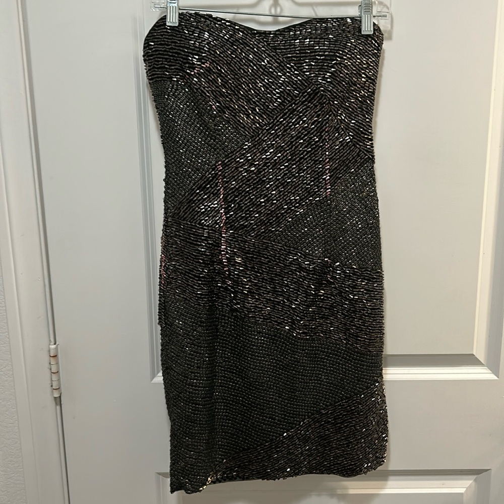 Metallic studied cocktail dress